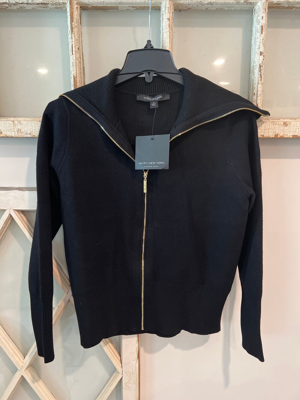 NWT Marc New York size small black cardigan sweater zip up